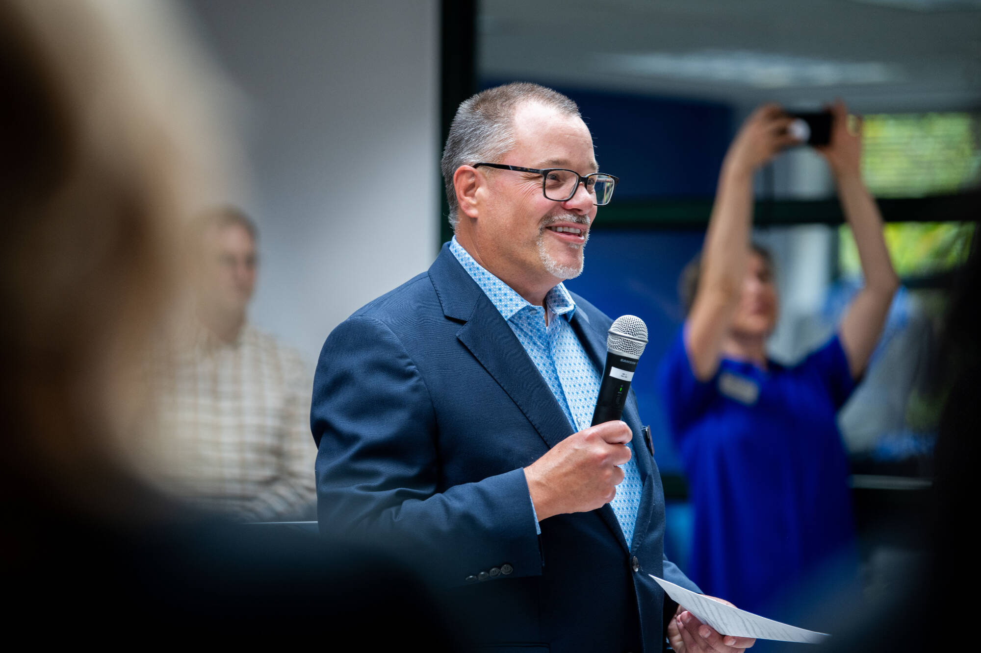 NMC President Nick Nissley gives remarks, at a college event